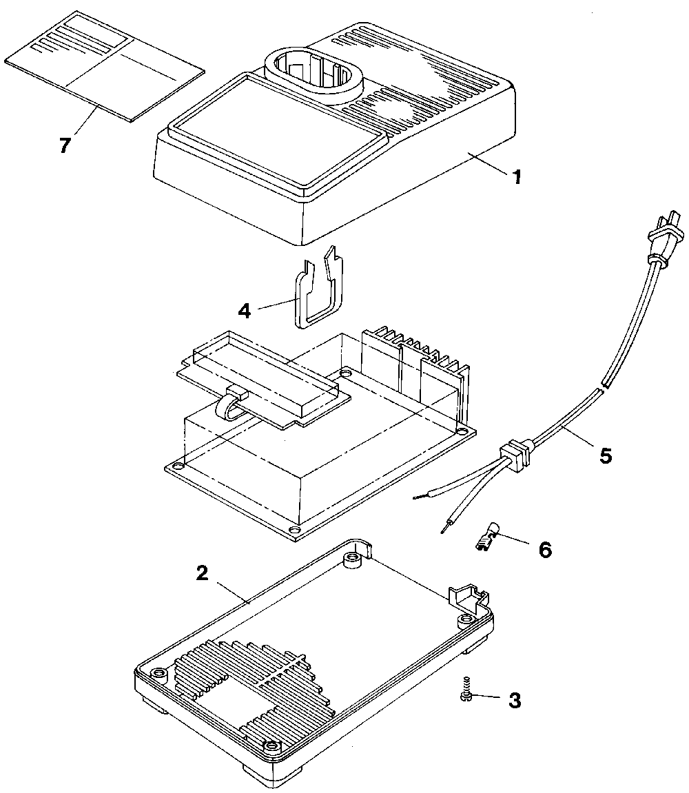 Exploded Diagram A Diagram and Parts List for 98018-25 Type 1 Black and Decker Charger